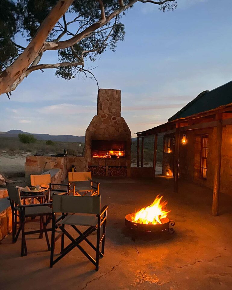 Outdoors fireplace at Bushmans Kloof, Western Cape, South Africa