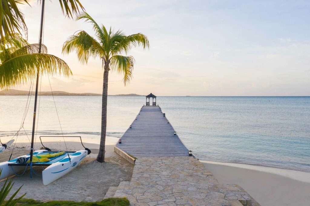 Pier during sunset in Antigua