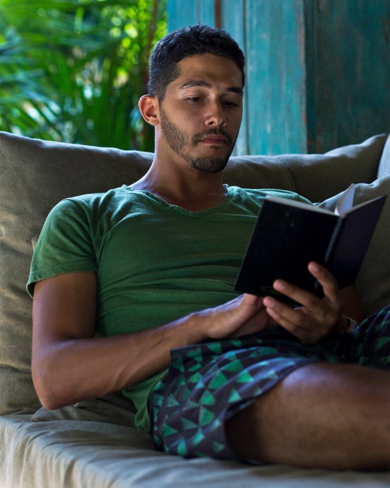 Close-up of model at Uxua Casa Hotel, Trancoso, Brazil