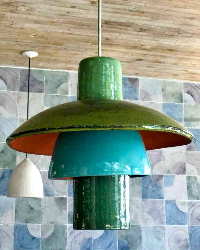 Design-heavy lampshade at Uxua Casa Hotel, Trancoso, Brazil