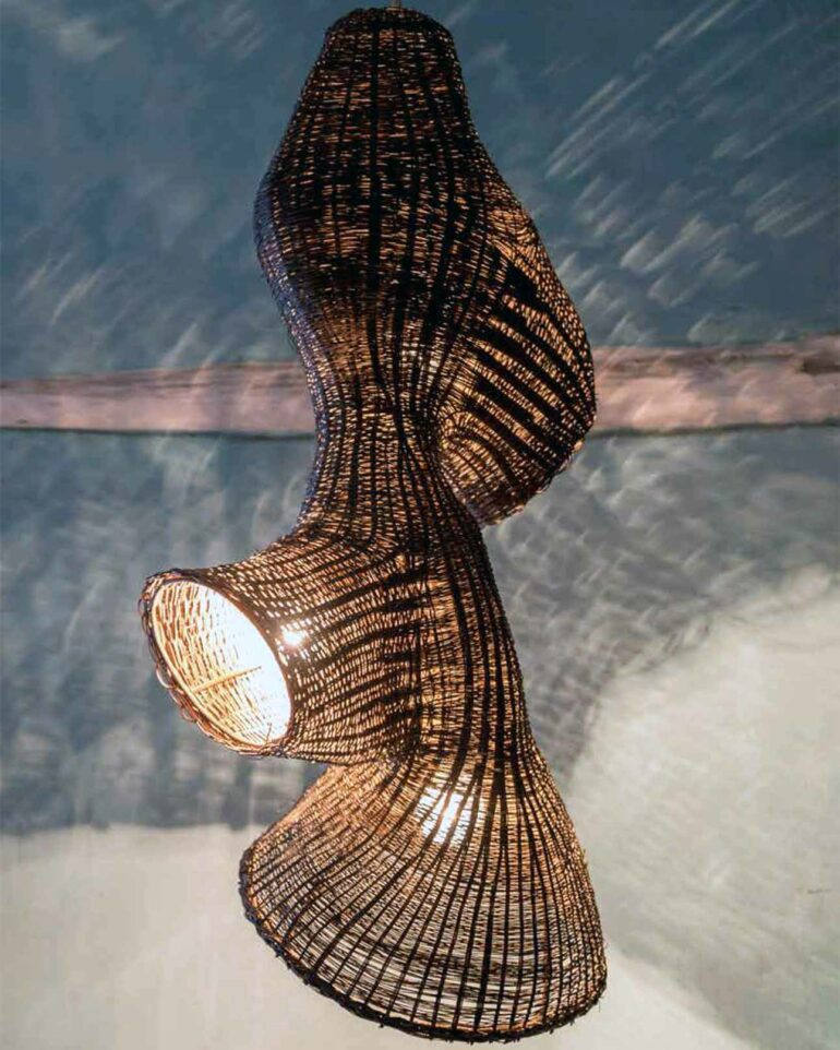 A contemporary-looking light at Uxua Casa Hotel, Trancoso, Brazil