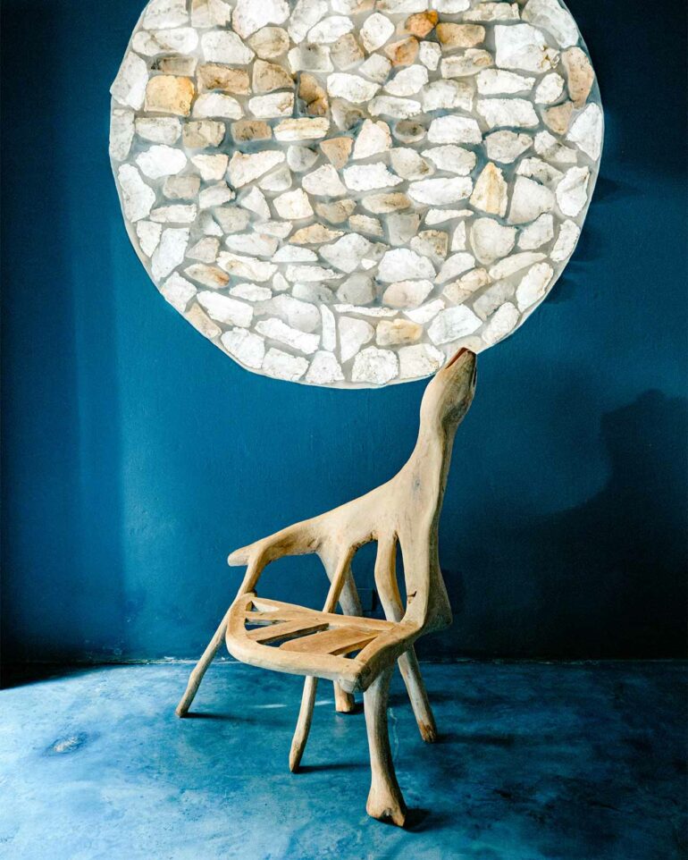 Design-heavy chair at Uxua Casa Hotel, Trancoso, Brazil