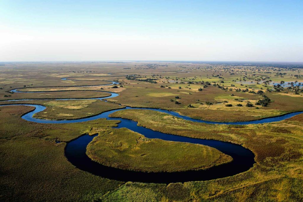 Aerial view of the Okavango River, Botswana