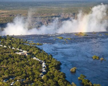 Aerial of the Anantara Royal Livingstone Hotel, Zambia