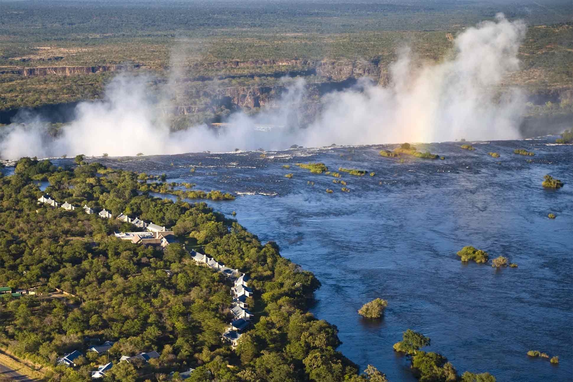 Aerial of the Anantara Royal Livingstone Hotel, Zambia
