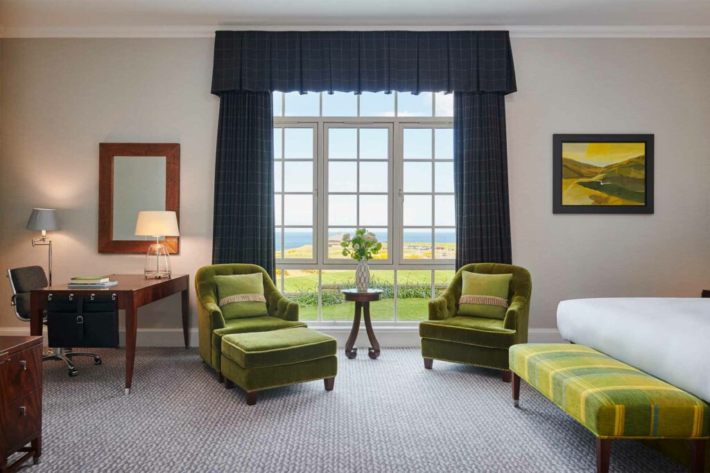 Bedroom with a view at Fairmont St Andrews, Scotland