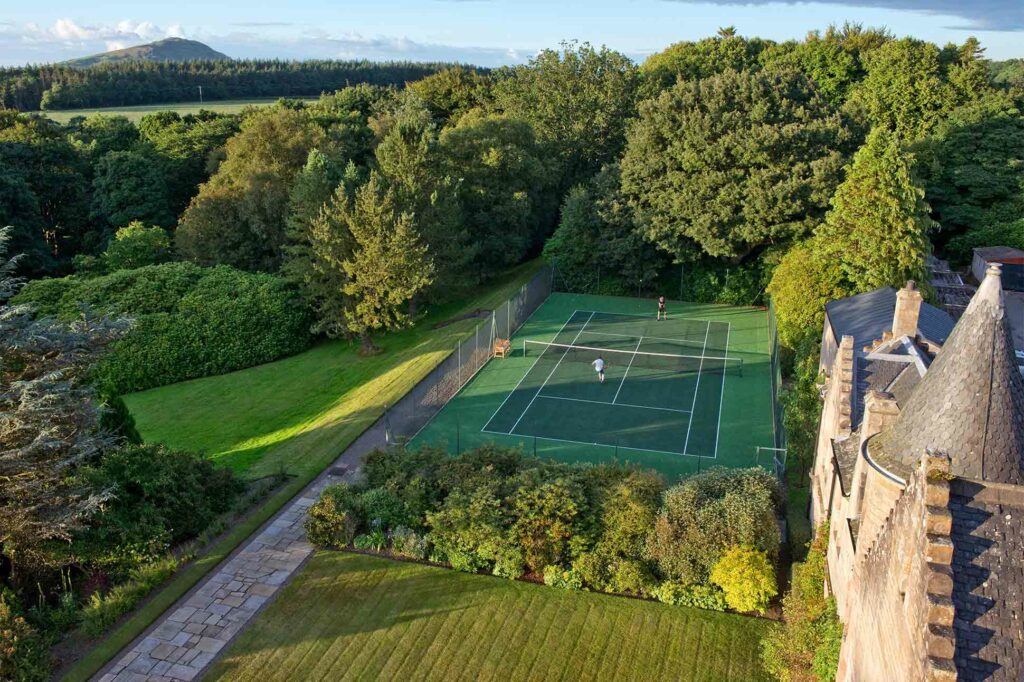 Tennis court at Glenapp Castle Hotel, Ballantrae, Scotland