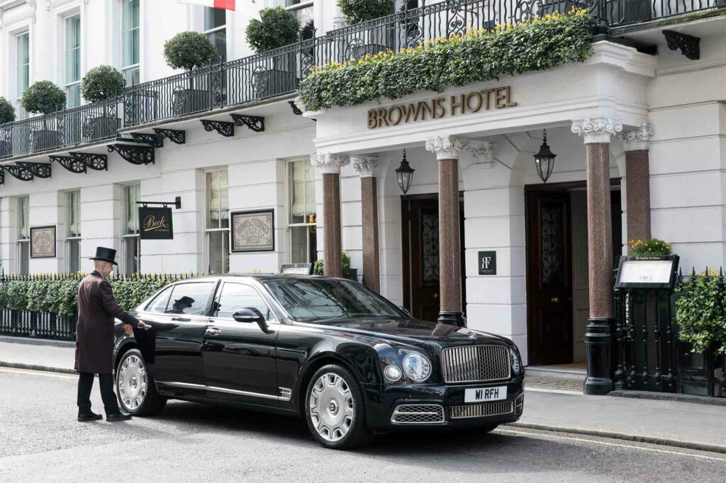 Exterior of Brown's Hotel, London, United Kingdom