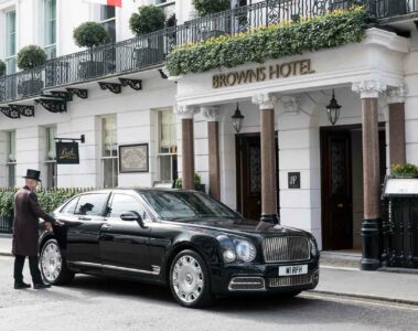 Exterior of Brown's Hotel, London, United Kingdom