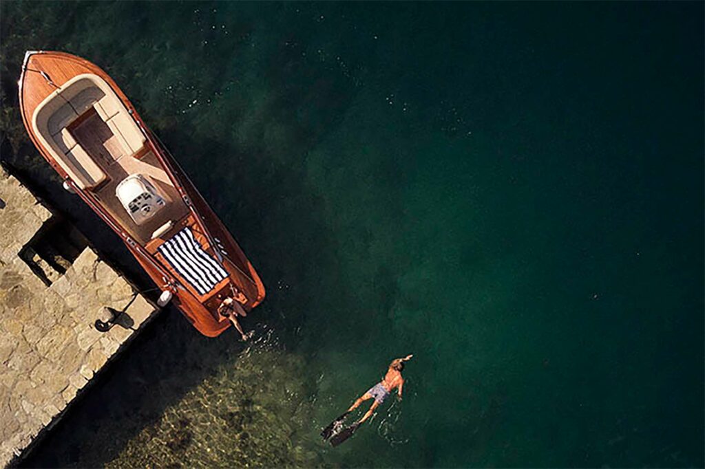 Swimming in the bay outside One&Only Portonovi, Montenegro