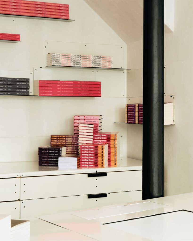 Interior of Aesop queer library, London, United Kingdom