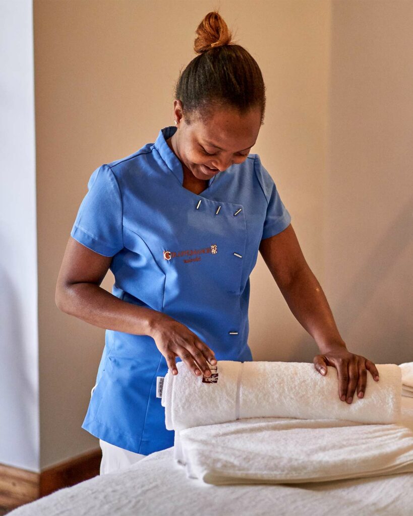 A massage therapist at The Retreat in Nairobi, Kenya