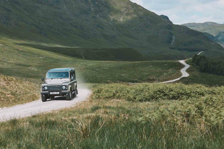 Land Rover expedition in Glen Artney, Scotland