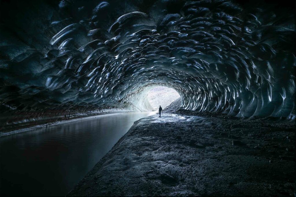 Ice tunnel in Denali, Alaska, USA