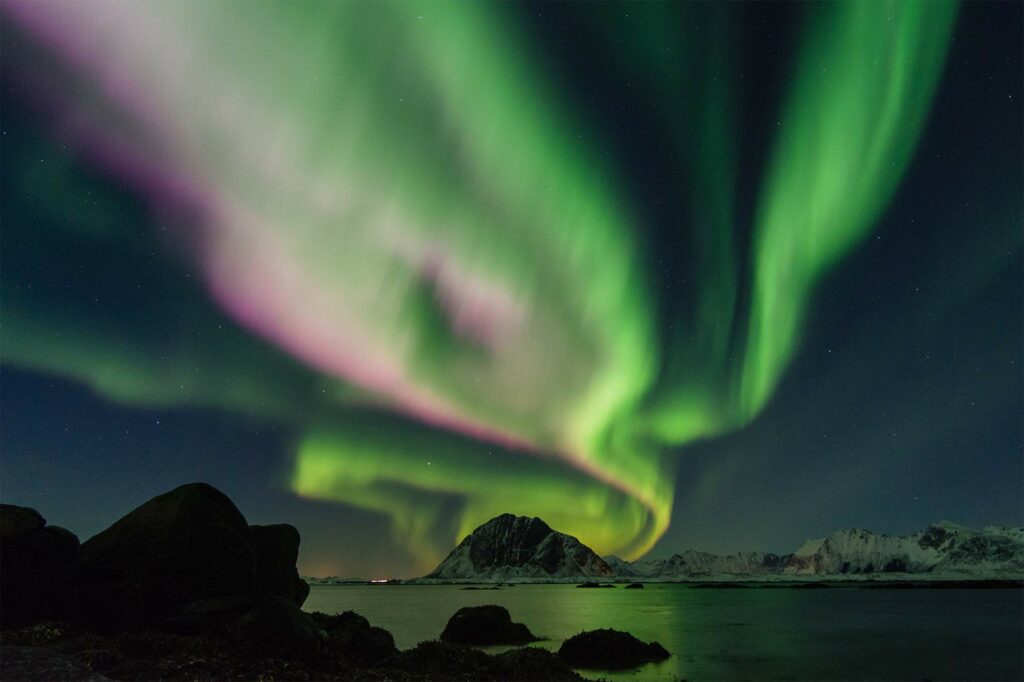 Aurora borealis in Norway's Lyngen Alps