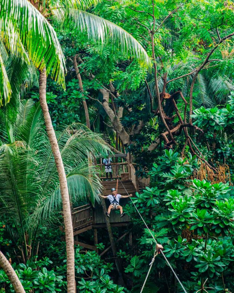 Zip lining at Soneva Fushi, Flying Sauces, Maldives