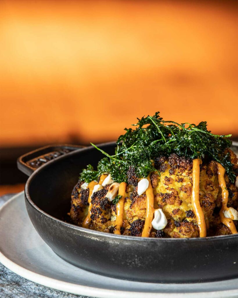 Cauliflower with curry served at La Ferme de Mon Pere at Zannier Hotels Le Chalet, Megève, France