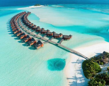 Aerial of the Anantara Dhigu Maldives Resort, The Maldives