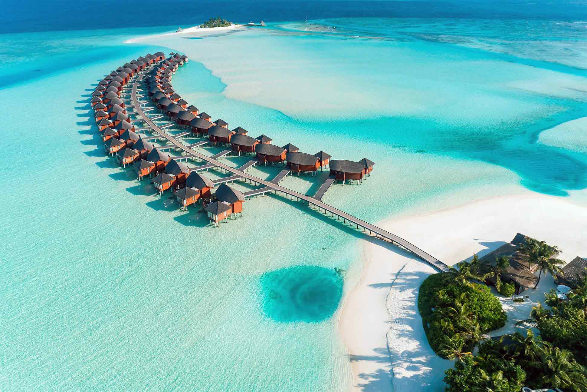 Aerial of the Anantara Dhigu Maldives Resort, The Maldives