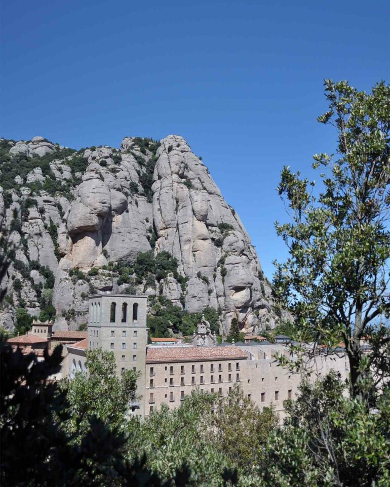 Exterior view of the Santa Maria de Montserrat Abbey in Spain