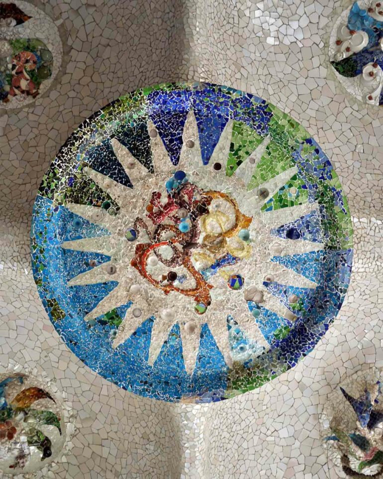 Mosaic embellishments at the Parc Guell