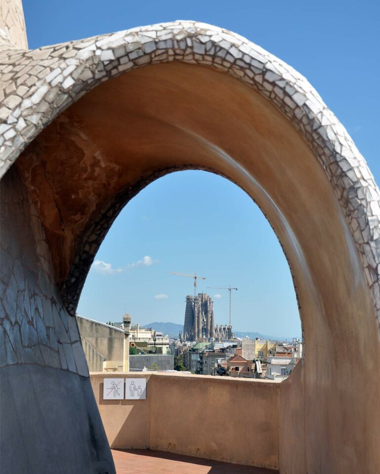 View of the Sagrada Familia from La Pedrera, Spain
