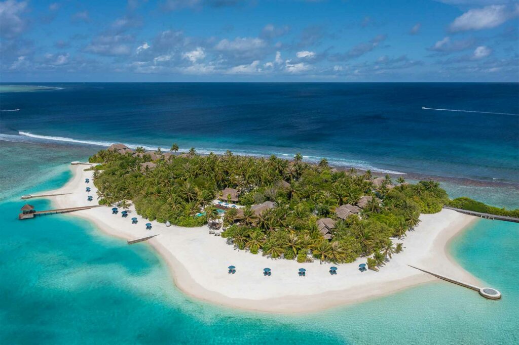 Aerial view of Naladhu Private Island Maldives, The Maldives