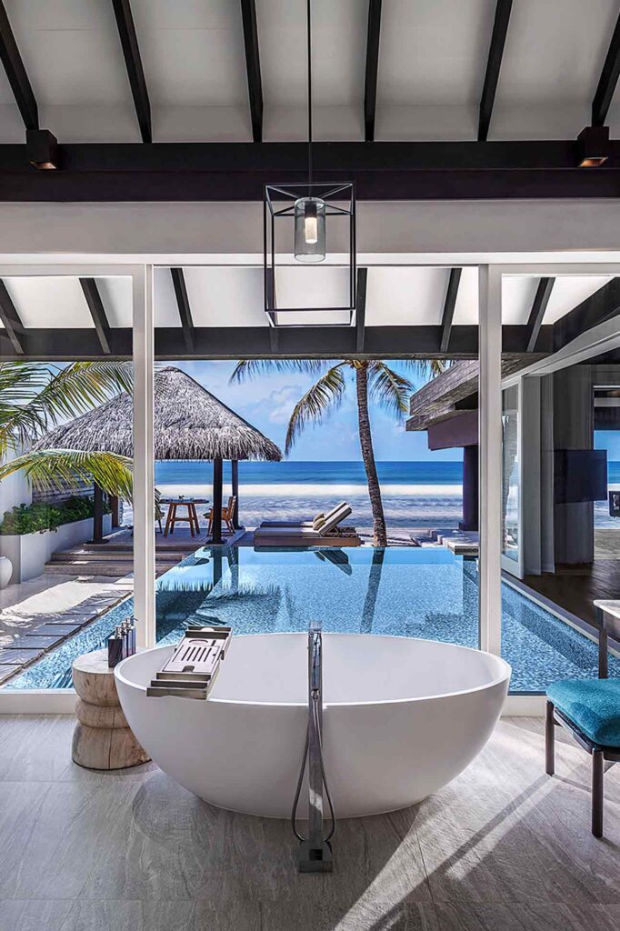 Bathroom of the Ocean House with Pool and Private Beach Cabana, Naladhu Private Island Maldives, The Maldives