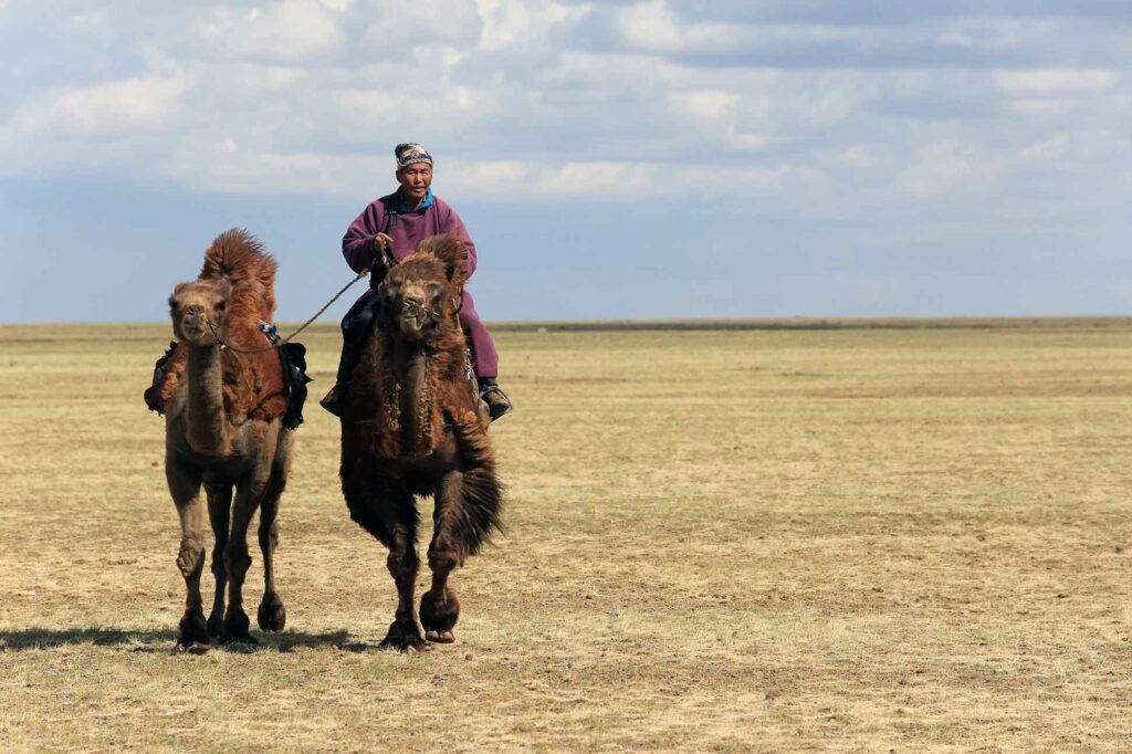 Semi-nomadic people of Mongolia, pictured during a VistaJet adventure