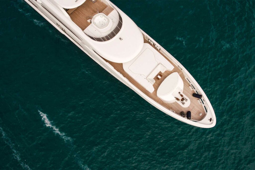 A yacht seen from above, MYBA, The Worldwide Yachting Association