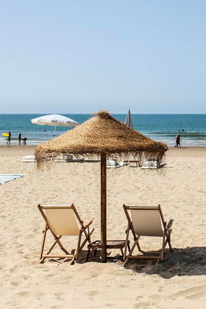 Beachside loungers in the Algarve, Portugal