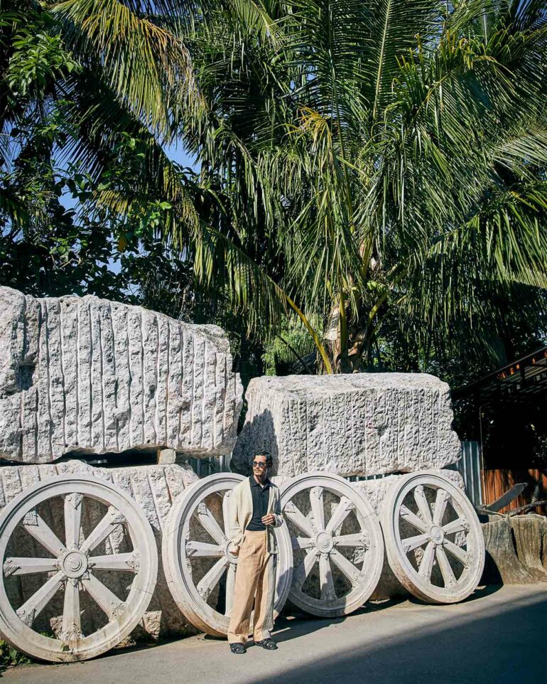 Model on a walk around Phuket, Thailand