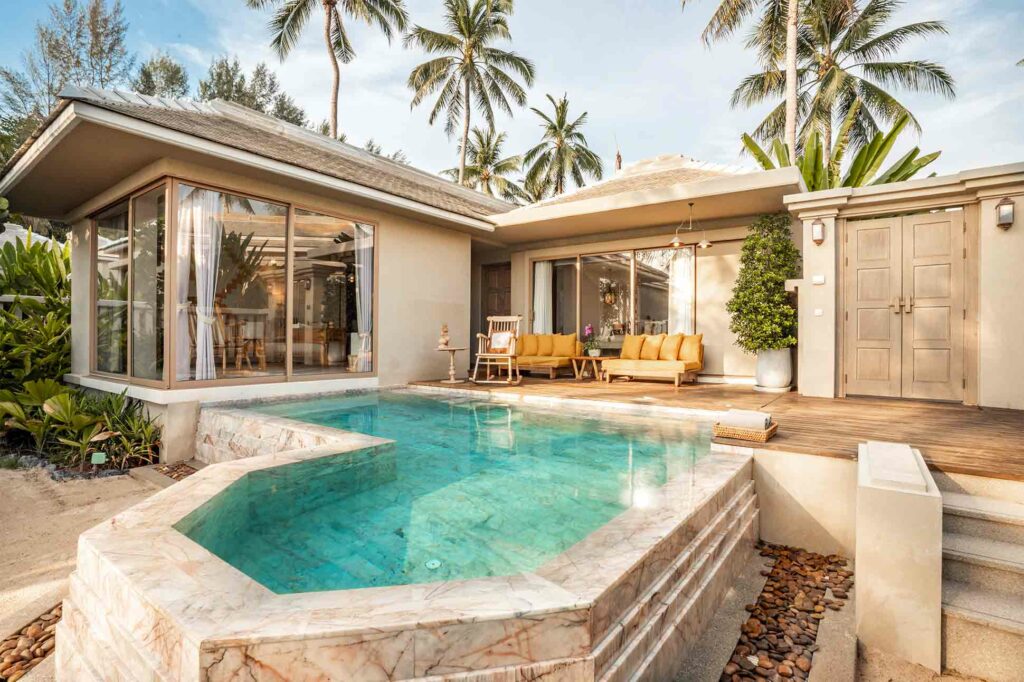 Exterior of a Two Bedroom Beachfront Pool Villa at Devasom Khao Lak Beach Resort & Villas, Khao Lak, Thailand