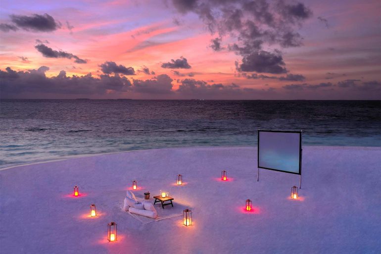 Outdoor cinema at Anantara Kihava Maldives Villas, The Maldives