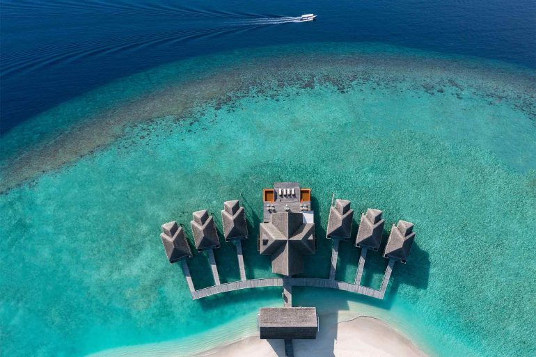 Aerial of the spa at Anantara Kihava Maldives Villas, The Maldives