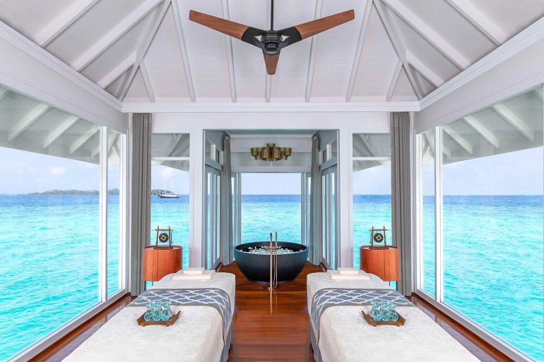 Massage room inside the spa at Anantara Kihava Maldives Villas, The Maldives