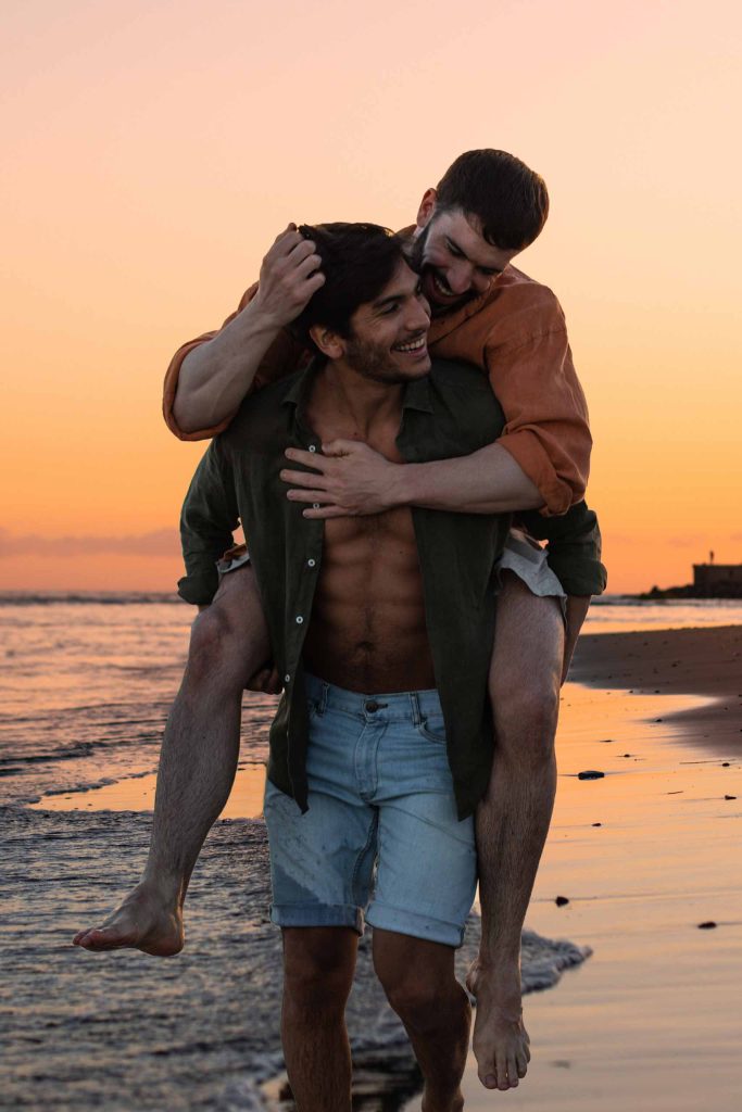 Gay male couple on holiday in the Canary Islands