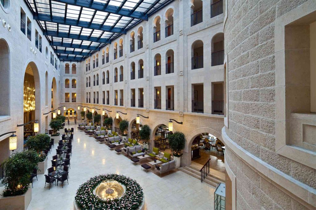 The courtyard at the Waldorf Astoria Jerusalem, Jerusalem, Israel