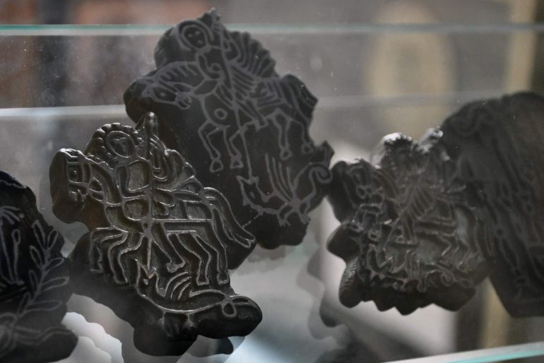 Wooden tattoo stencils at Razzouk Tattoo, Jerusalem, Israel