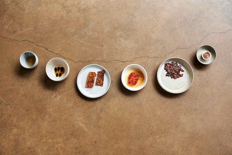 A variety of plant-based dishes at Opa Tel Aviv, Israel