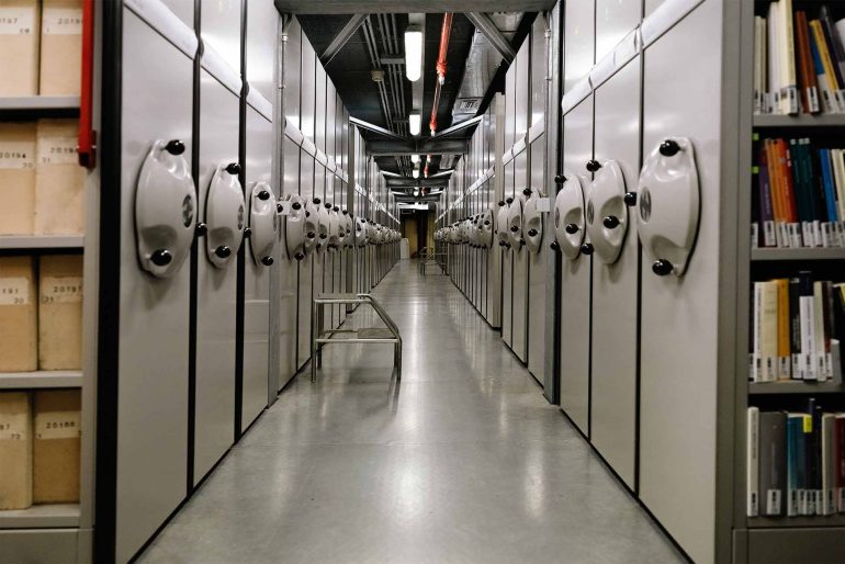 The archives inside the National Library of Florence, Italy