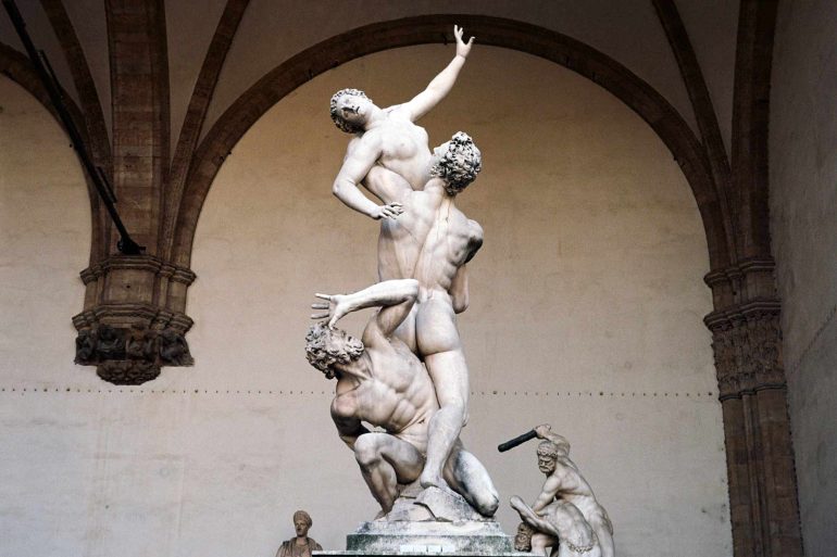Giambologna's Abduction of a Sabine Woman statue in Florence, Italy