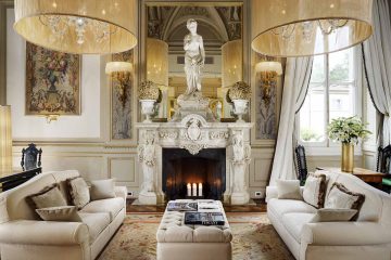 Interior design details at Villa Cora, Florence, Italy