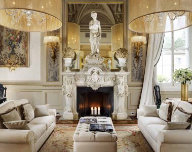 Interior design details at Villa Cora, Florence, Italy