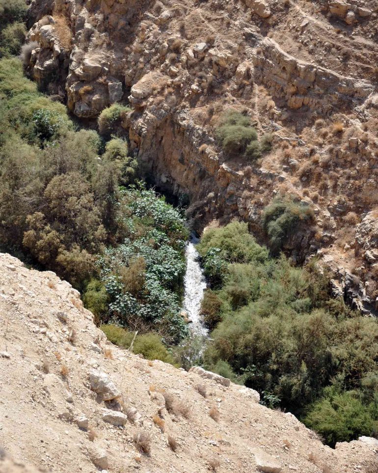 A small stream runs through the Kidron Valley, Judean Desert, Israel