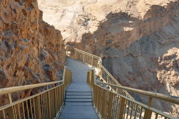 A staircase atop Masada in the Judean Desert, Israel