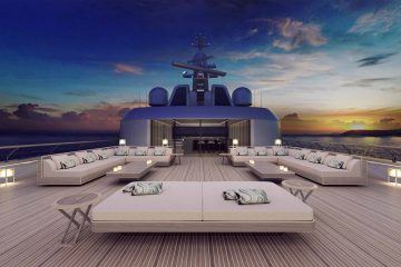 Top deck of the Armani yacht, IYC Yachts