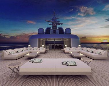 Top deck of the Armani yacht, IYC Yachts