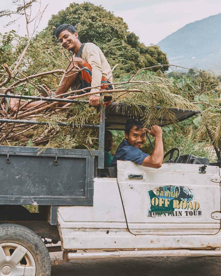 Two Thai locals in a car.