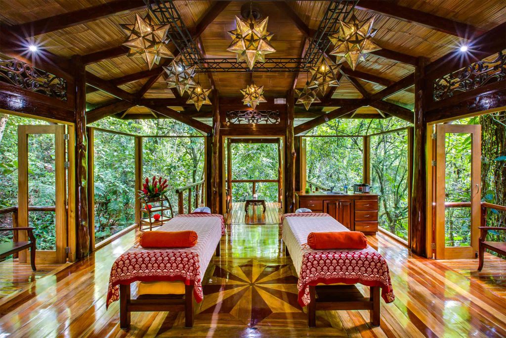 Couples massage benches at Nayara Gardens, Arenal Volcano National Park, Costa Rica